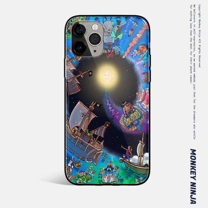 One Piece Anime Tempered Glass Soft Silicone Phone Case