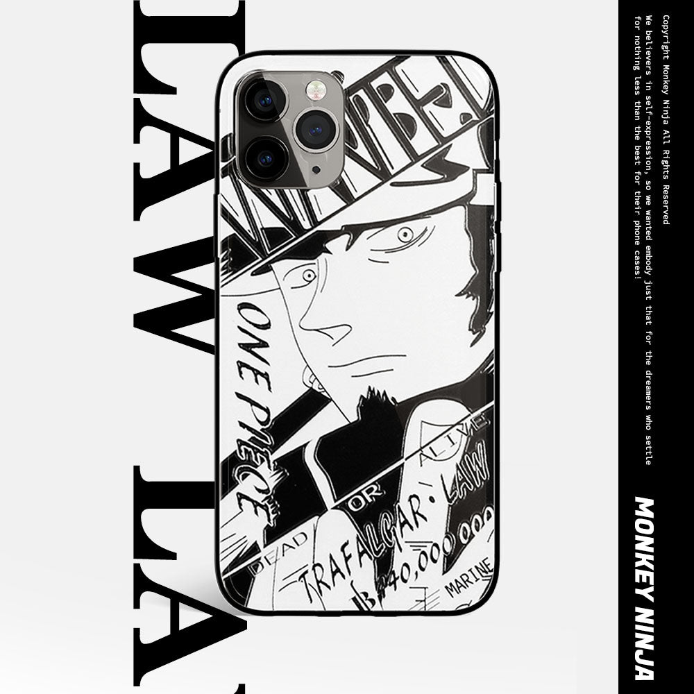 One Piece Robin Law Chopper Sabo Characters Sketch Tempered Glass Phone Case-Phone Case-Monkey Ninja-iPhone X/XS-Robin-Tempered Glass-Monkey Ninja