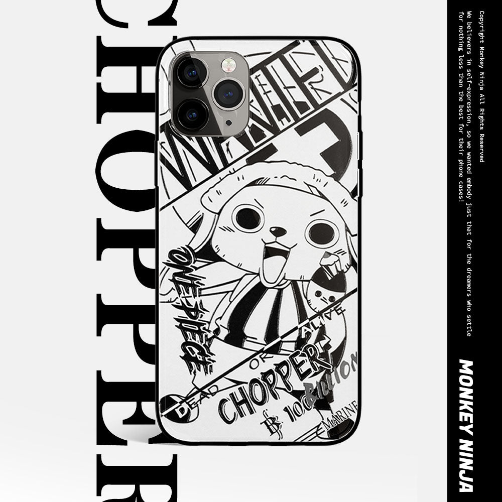 One Piece Robin Law Chopper Sabo Characters Sketch Tempered Glass Phone Case-Phone Case-Monkey Ninja-iPhone X/XS-Robin-Tempered Glass-Monkey Ninja