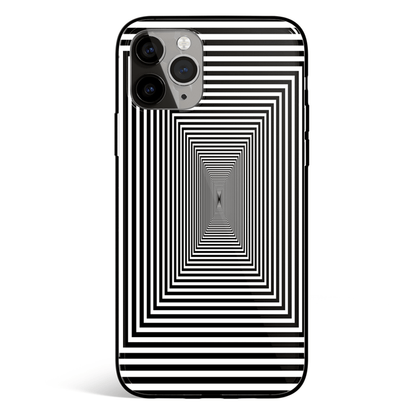 Infinite Circular Rectangle iPhone Tempered Glass Soft Silicone Phone Case