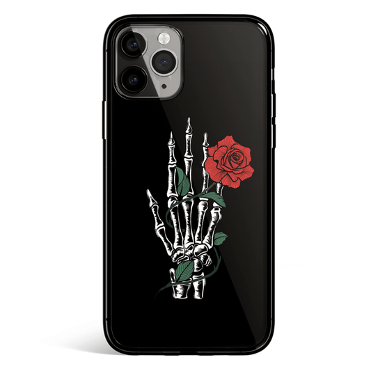 Rose Twining Hand iPhone Tempered Glass Soft Silicone Phone Case
