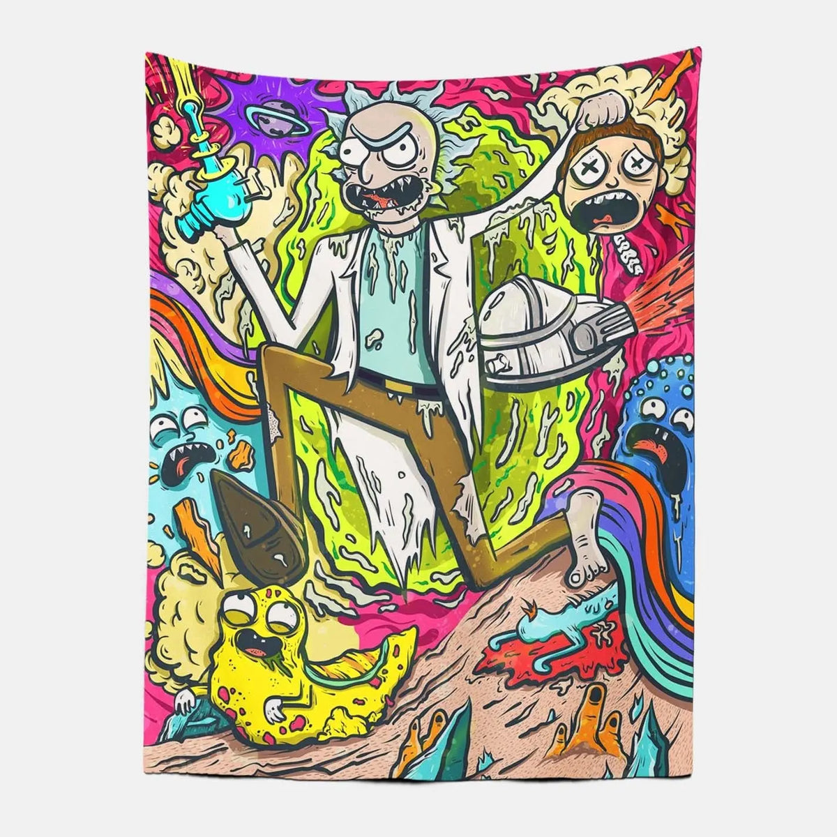 Anime Rick and Morty Trippy Tapestry-Taspetry-Wallarts Lab-100cm * 150cm-Monkey Ninja