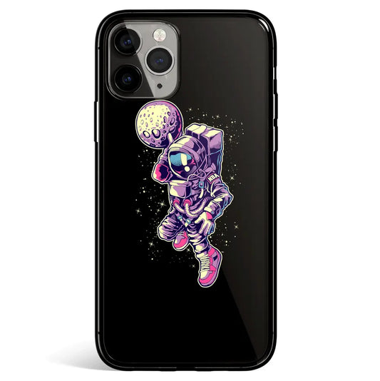 Astro Dunk Moon iPhone Tempered Glass Soft Silicone Phone Case-Feature Print Phone Case-Monkey Ninja-iPhone 17-Glass Case-Monkey Ninja