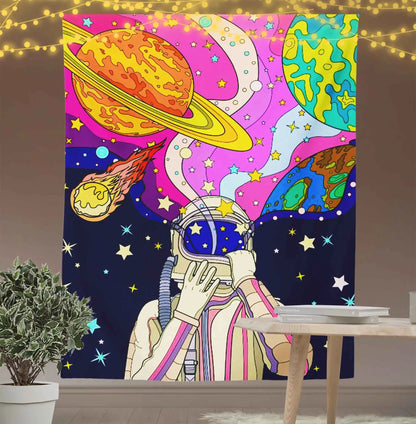 Astronaut Coloful Galaxy Space Wall Art Tapestry-Taspetry-Wallarts Lab-100cm * 150cm-Monkey Ninja