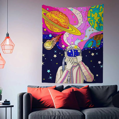 Astronaut Coloful Galaxy Space Wall Art Tapestry-Taspetry-Wallarts Lab-100cm * 150cm-Monkey Ninja