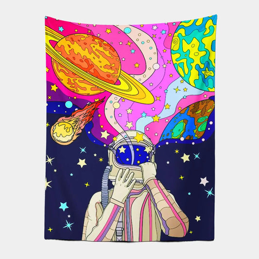 Astronaut Coloful Galaxy Space Wall Art Tapestry-Taspetry-Wallarts Lab-100cm * 150cm-Monkey Ninja