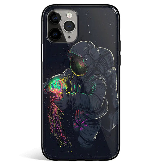 Astronaut Jellyfish Space Tempered Glass Soft Silicone iPhone Case-Phone Case-Monkey Ninja-iPhone 17-Glass Case-Monkey Ninja