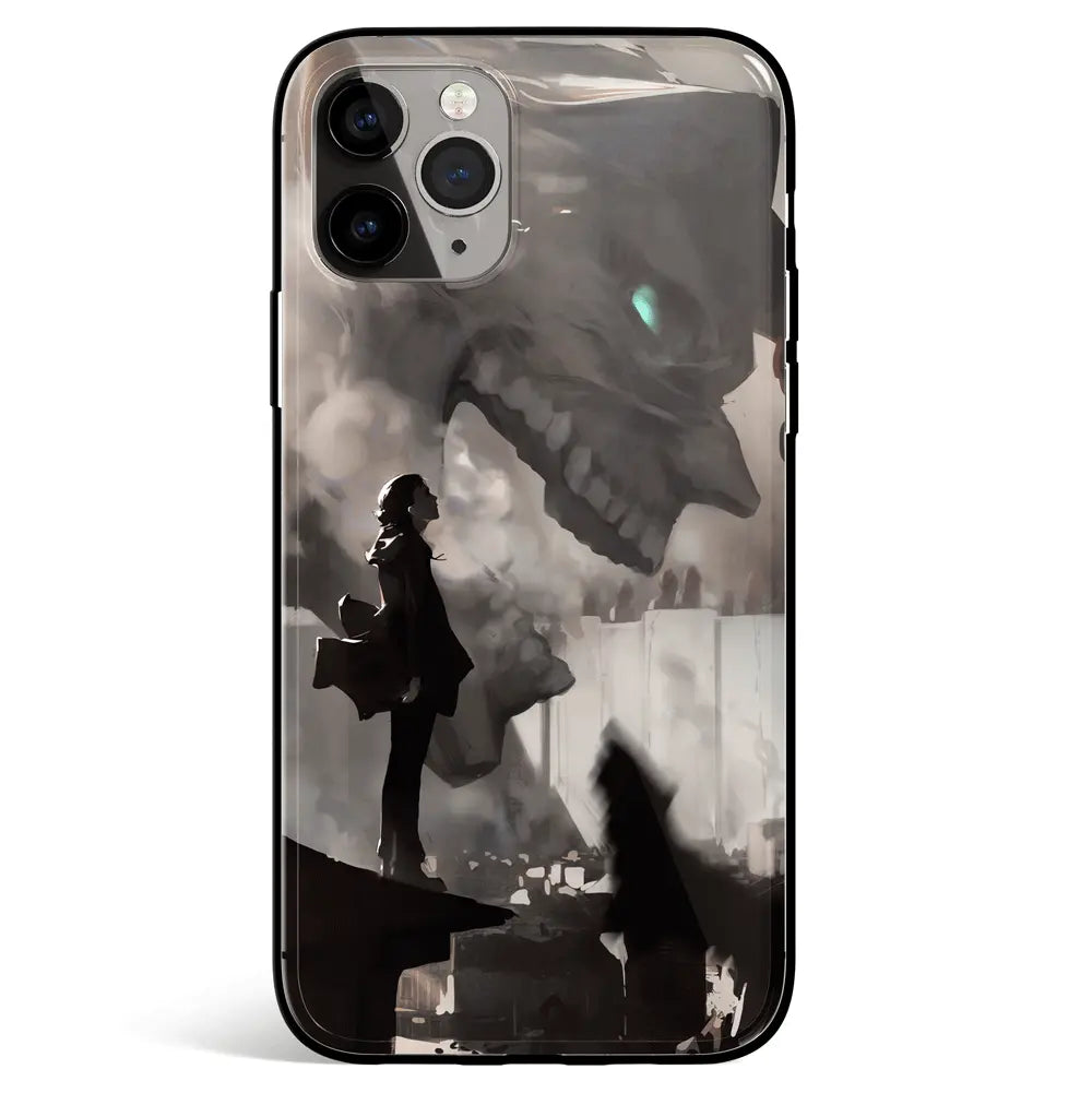 Attack On Titan Eren Sihouette Titan Tempered Glass Soft Silicone iPhone Case-Phone Case-Monkey Ninja-iPhone 17-Glass Case-Monkey Ninja