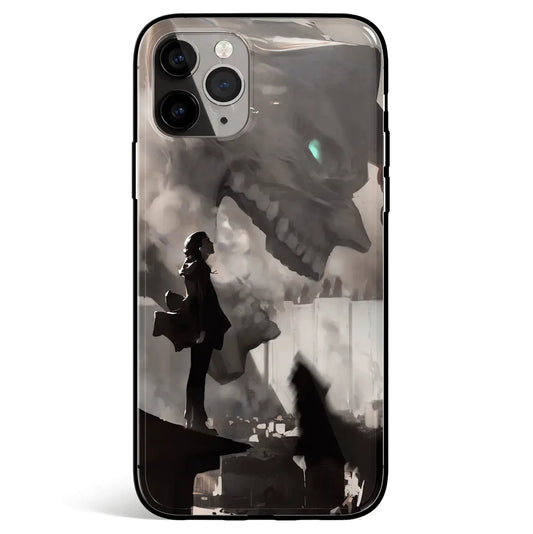 Attack On Titan Eren Sihouette Titan Tempered Glass Soft Silicone iPhone Case-Phone Case-Monkey Ninja-iPhone 17-Glass Case-Monkey Ninja