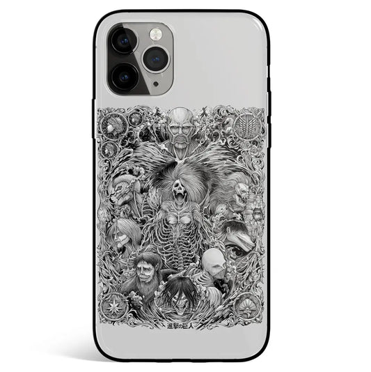 Attack on Titan All Titans Tempered Glass Soft Silicone iPhone Case-Phone Case-Monkey Ninja-iPhone 17-Glass Case-Monkey Ninja