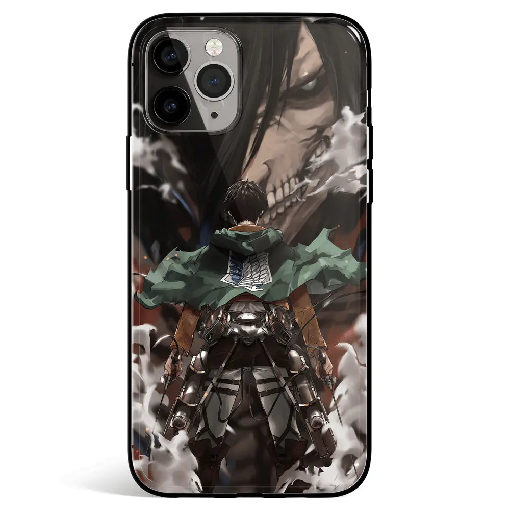 Attack on Titan Eren and Titan Tempered Glass Soft Silicone iPhone Case-Phone Case-Monkey Ninja-iPhone 17-Glass Case-Monkey Ninja