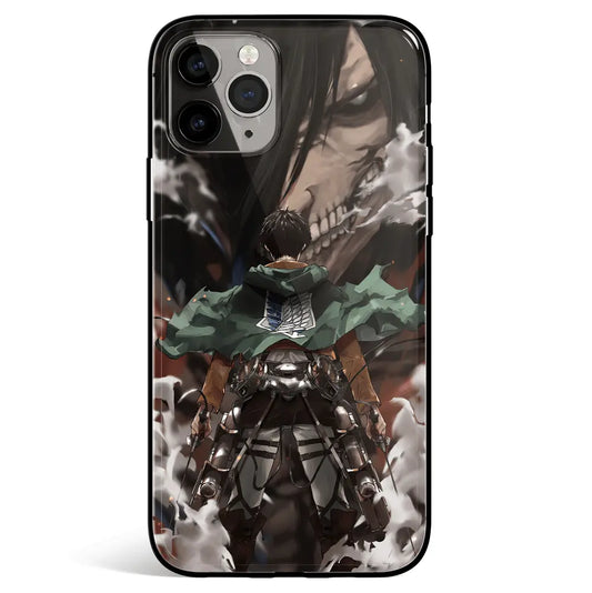 Attack on Titan Eren and Titan Tempered Glass Soft Silicone iPhone Case-Phone Case-Monkey Ninja-iPhone 17-Glass Case-Monkey Ninja