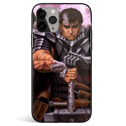 Berserk Black Swordsman Guts 2 Tempered Glass Soft Silicone iPhone Case-Phone Case-Monkey Ninja-iPhone 17-Glass Case-Monkey Ninja
