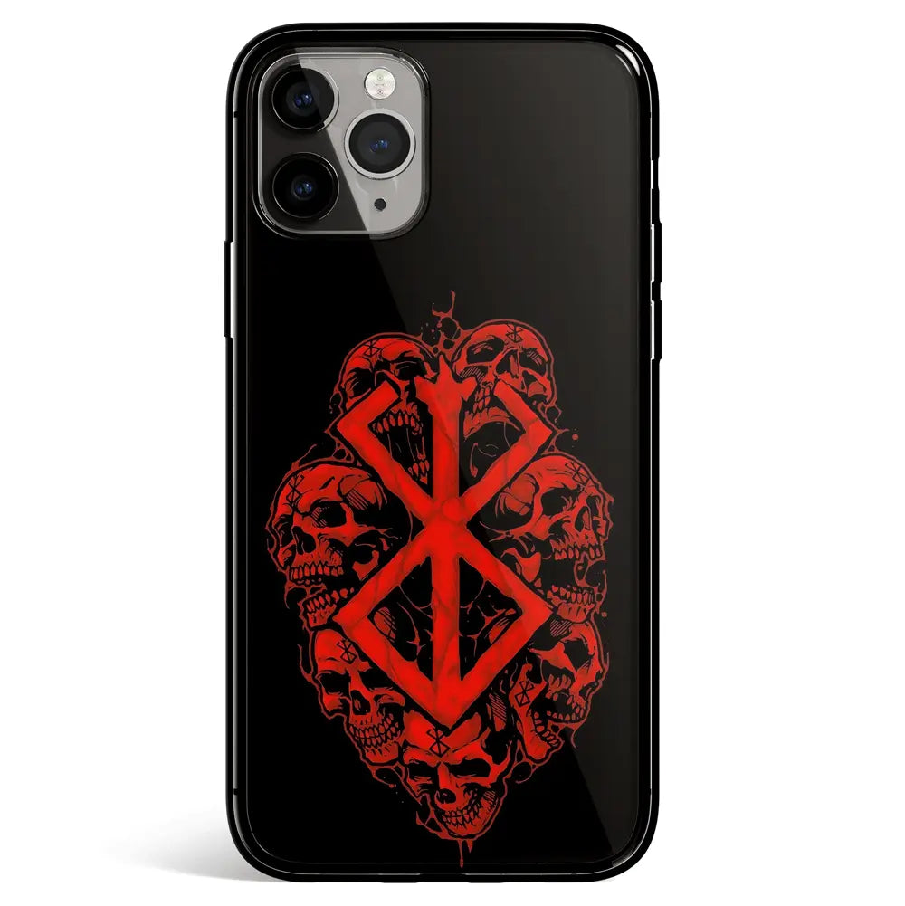 Berserk Brand of Sacrifice Skull Tempered Glass Soft Silicone iPhone Case-Phone Case-Monkey Ninja-iPhone 17-Glass Case-Monkey Ninja