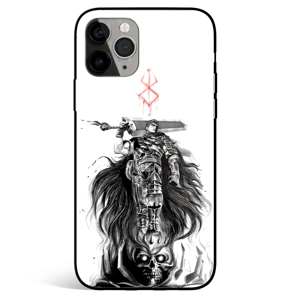 Berserk Guts Band of Sacrifice Black and White Tempered Glass Soft Silicone iPhone Case-Phone Case-Monkey Ninja-iPhone 17-Glass Case-Monkey Ninja