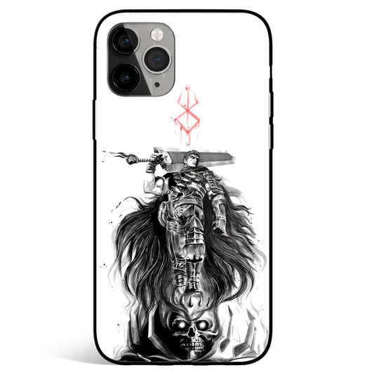 Berserk Guts Band of Sacrifice Black and White Tempered Glass Soft Silicone iPhone Case-Phone Case-Monkey Ninja-iPhone 17-Glass Case-Monkey Ninja