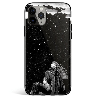 Berserk Guts Looking at the Galaxy Tempered Glass Soft Silicone iPhone Case-Phone Case-Monkey Ninja-iPhone 17-Glass Case-Monkey Ninja