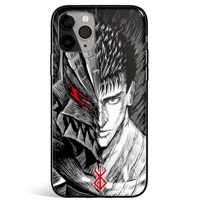 Berserk Guts and Brand of Sacrifice Sign Tempered Glass Soft Silicone iPhone Case-Phone Case-Monkey Ninja-iPhone 17-Glass Case-Monkey Ninja