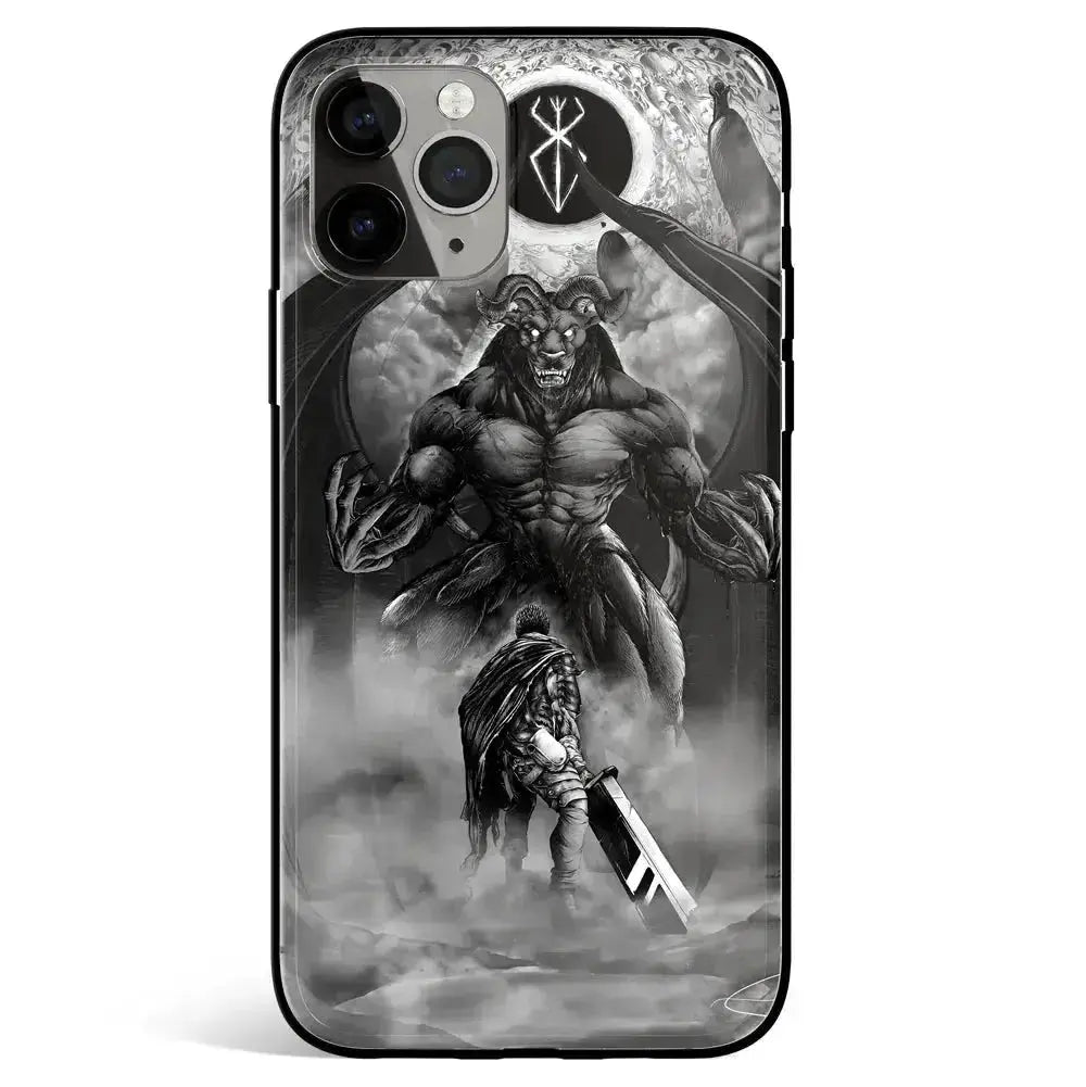 Berserk Guts vs Zodd Tempered Glass Soft Silicone iPhone Case-Phone Case-Monkey Ninja-iPhone 17-Glass Case-Monkey Ninja