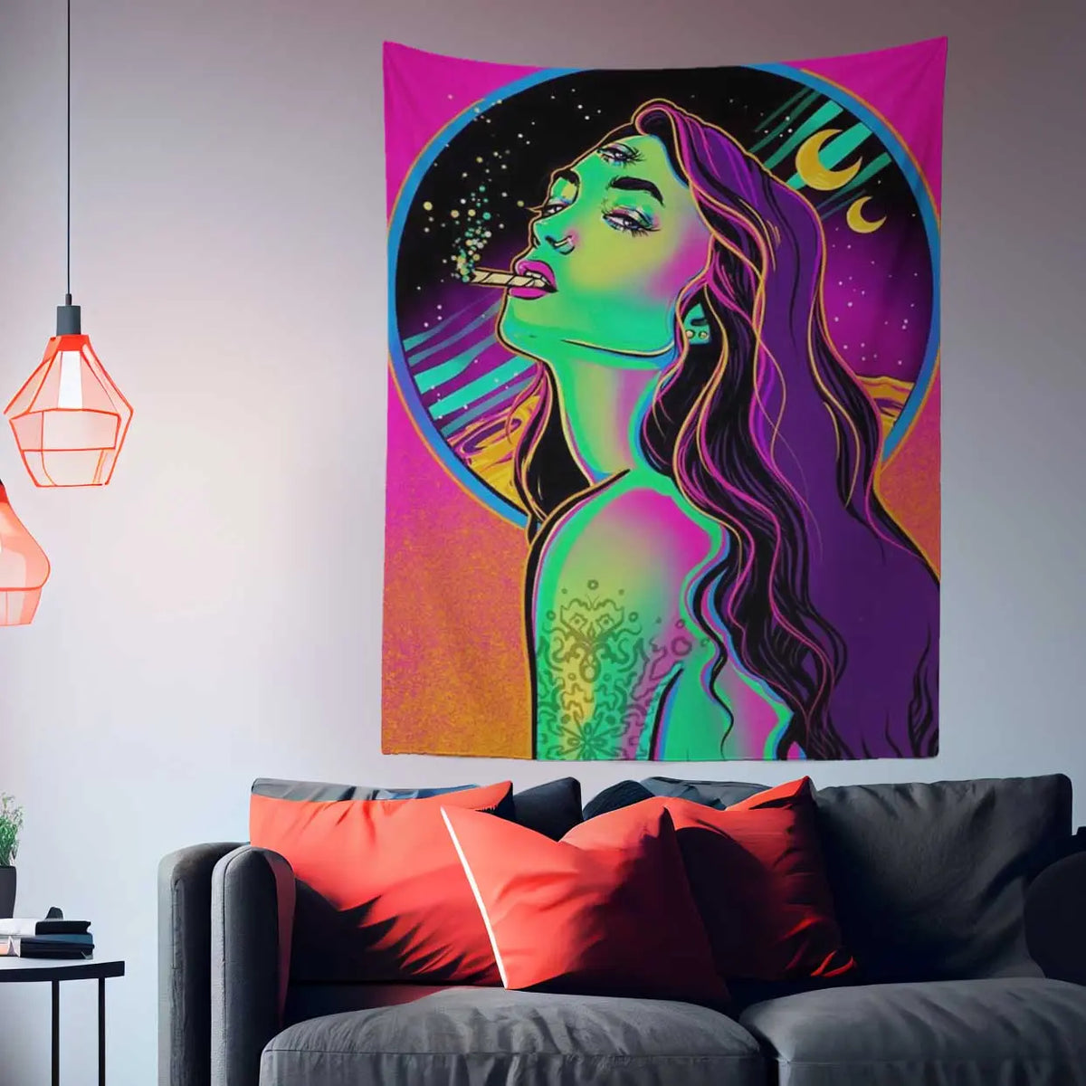 Bohemian Smoking Girl Tapestry-Taspetry-Wallarts Lab-100cm * 150cm-Monkey Ninja