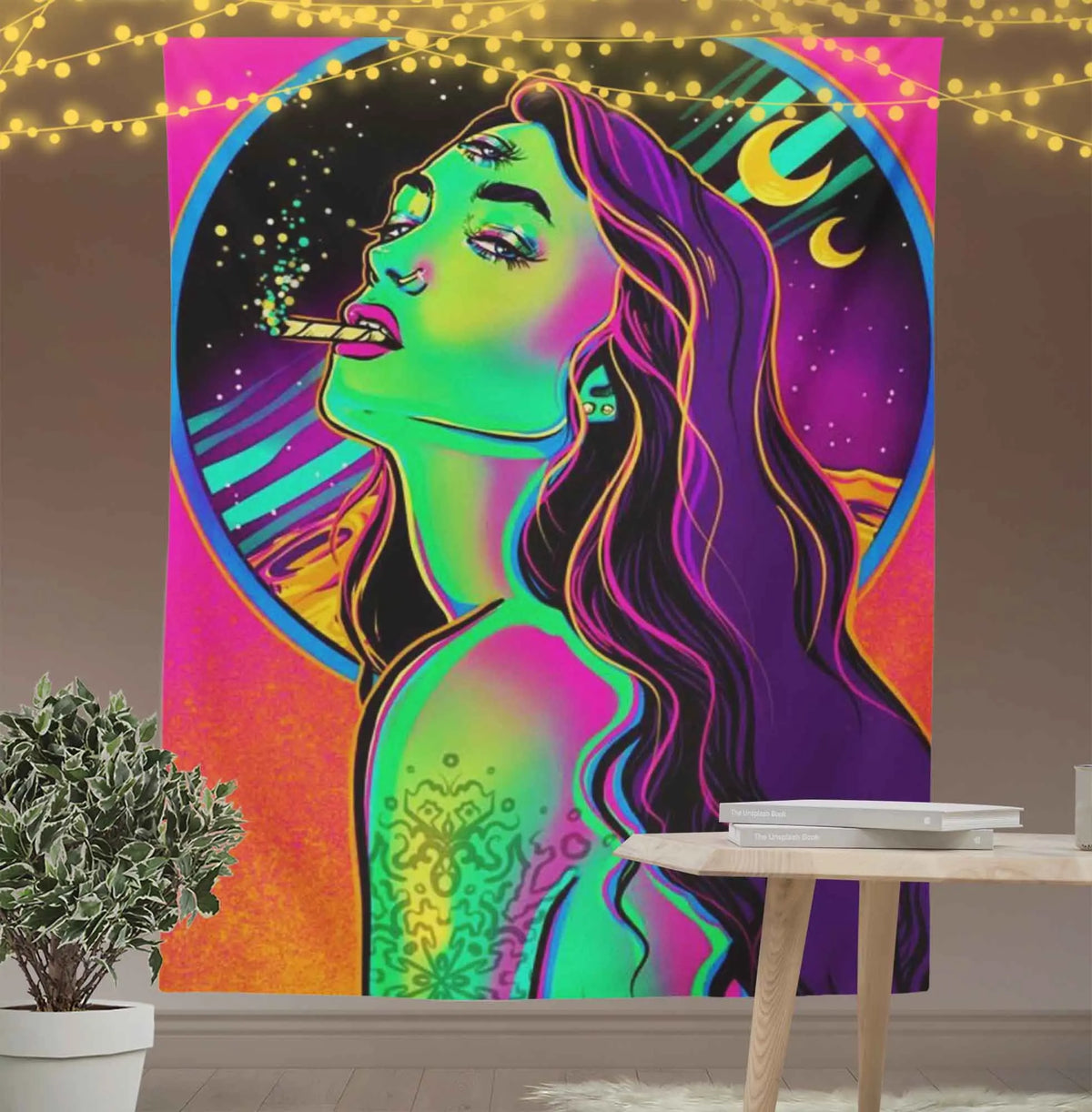 Bohemian Smoking Girl Tapestry-Taspetry-Wallarts Lab-100cm * 150cm-Monkey Ninja