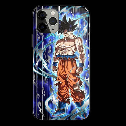 Burning Goku Tempered Glass Soft Silicone Phone Case-Phone Case-Monkey Ninja-iPhone 17-Blue Goku-Glass Case-Monkey Ninja