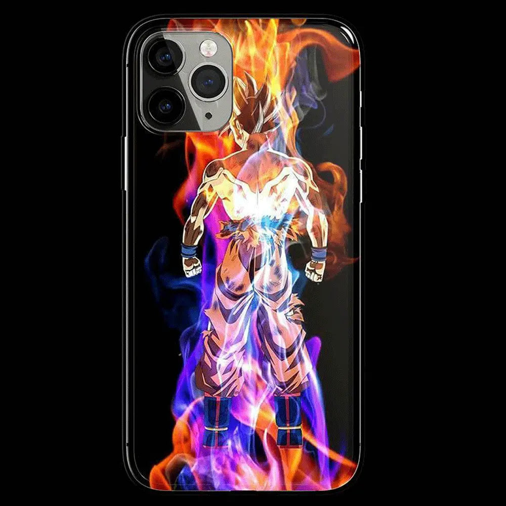 Burning Goku Tempered Glass Soft Silicone Phone Case-Phone Case-Monkey Ninja-iPhone 17-Red Goku-Glass Case-Monkey Ninja