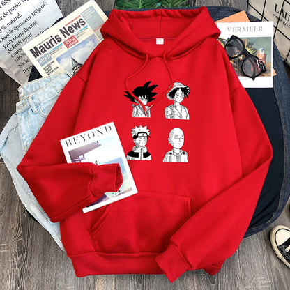 Goku Luffy Naruto and Saitama Hoodie