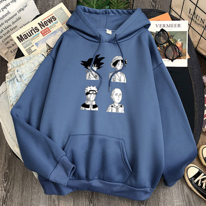 Goku Luffy Naruto and Saitama Hoodie