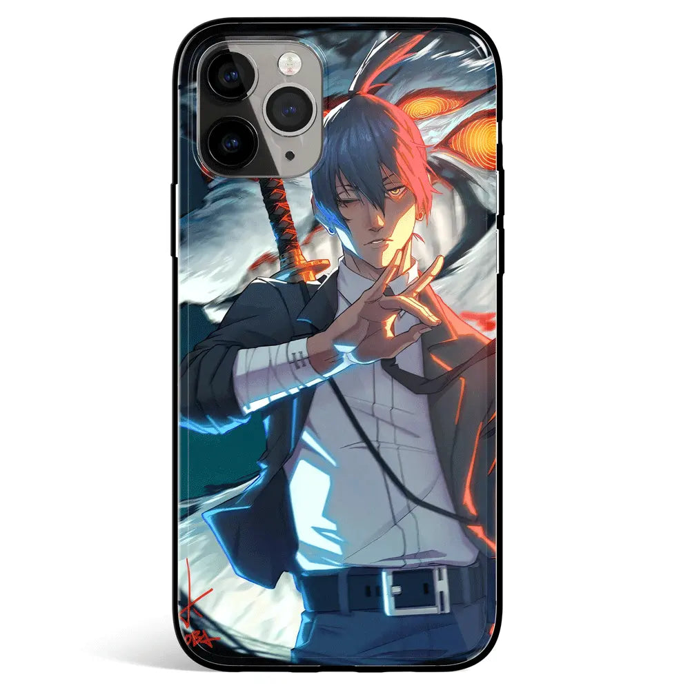 Chainsawman Aki Fanart Tempered Glass Soft Silicone iPhone Case-Phone Case-Monkey Ninja-iPhone 17-Glass Case-Monkey Ninja