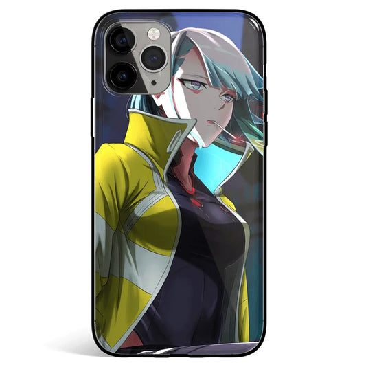 Cyberpunk Edgerunners Lucy Smoking Tempered Glass Soft Silicone iPhone Case-Phone Case-Monkey Ninja-iPhone 17-Glass Case-Monkey Ninja