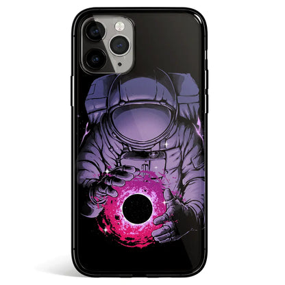 Deep Space Astronaut iPhone Tempered Glass Soft Silicone Phone Case-Feature Print Phone Case-Monkey Ninja-iPhone 17-Glass Case-Monkey Ninja