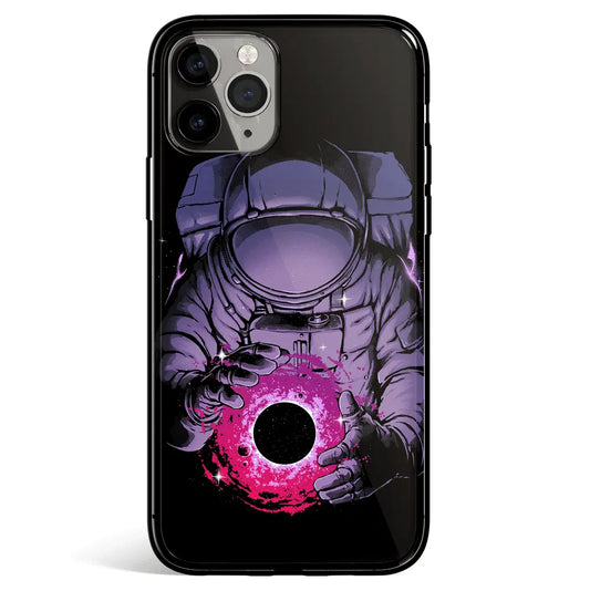 Deep Space Astronaut iPhone Tempered Glass Soft Silicone Phone Case-Feature Print Phone Case-Monkey Ninja-iPhone 17-Glass Case-Monkey Ninja