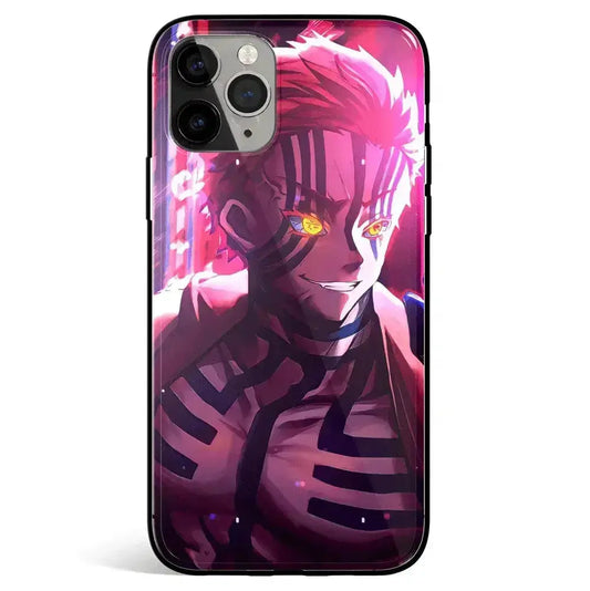 Demon Slayer Akaza Tempered Glass Soft Silicone iPhone Case-Phone Case-Monkey Ninja-iPhone 17-Glass Case-Monkey Ninja