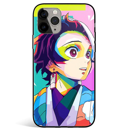 Demon Slayer Colorful Tanjiro Kamado Tempered Glass Soft Silicone iPhone Case-Phone Case-Monkey Ninja-iPhone 17-Glass Case-Monkey Ninja