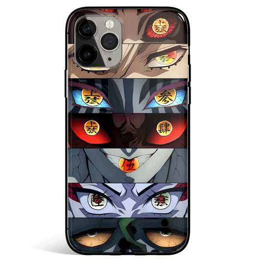 Demon Slayer Demon Eyes Tempered Glass Soft Silicone iPhone Case-Phone Case-Monkey Ninja-iPhone 17-Glass Case-Monkey Ninja
