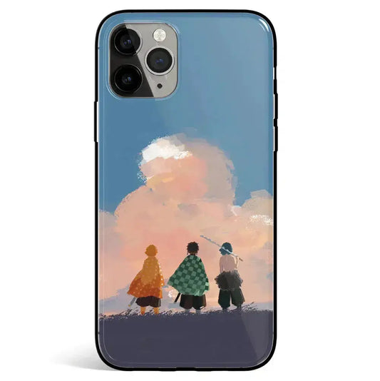 Demon Slayer Figure View Ink Painting Tempered Glass Soft Silicone iPhone Case-Phone Case-Monkey Ninja-iPhone 17-Glass Case-Monkey Ninja