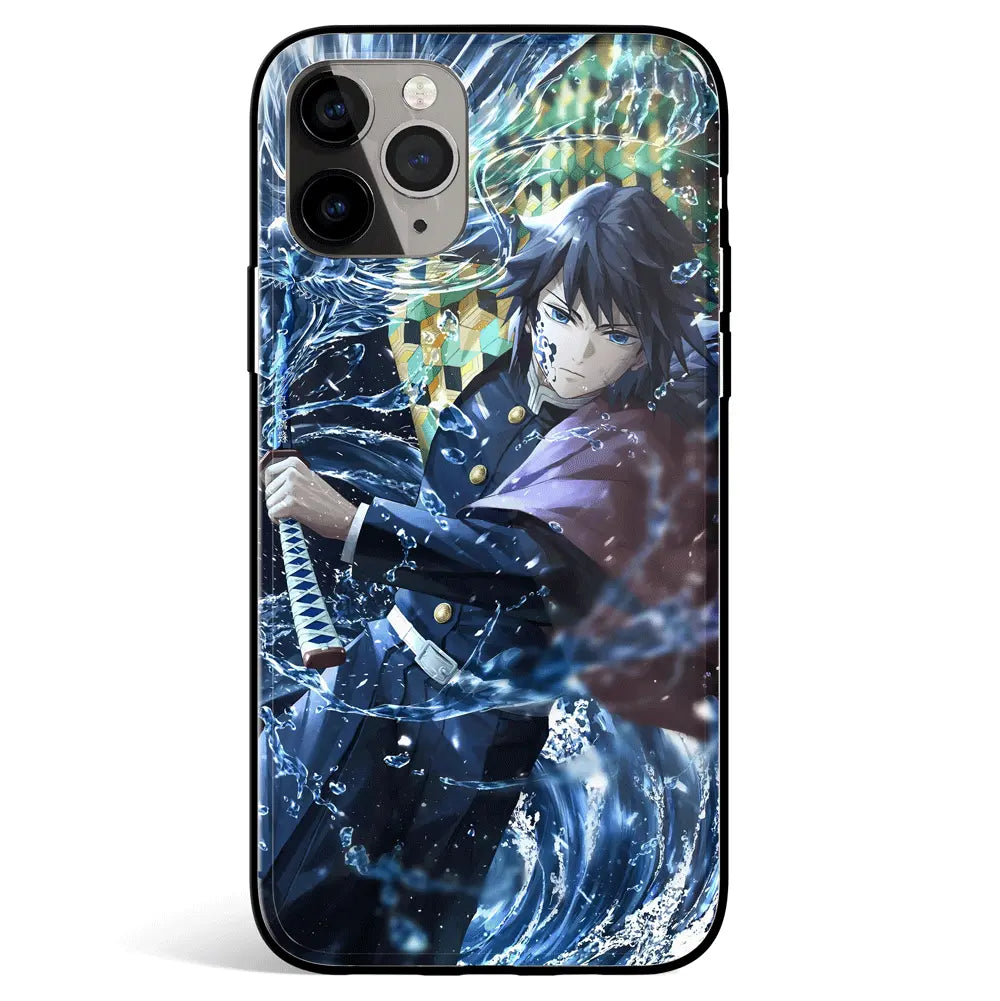 Demon Slayer Giyu Tomioka 2 Tempered Glass Soft Silicone iPhone Case-Phone Case-Monkey Ninja-iPhone 17-Glass Case-Monkey Ninja