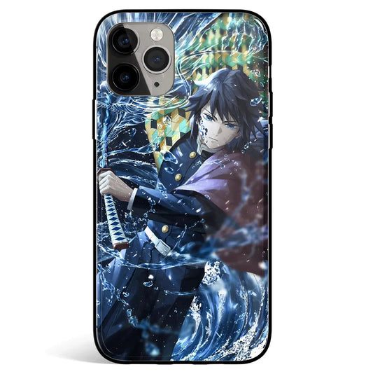 Demon Slayer Giyu Tomioka 2 Tempered Glass Soft Silicone iPhone Case-Phone Case-Monkey Ninja-iPhone 17-Glass Case-Monkey Ninja