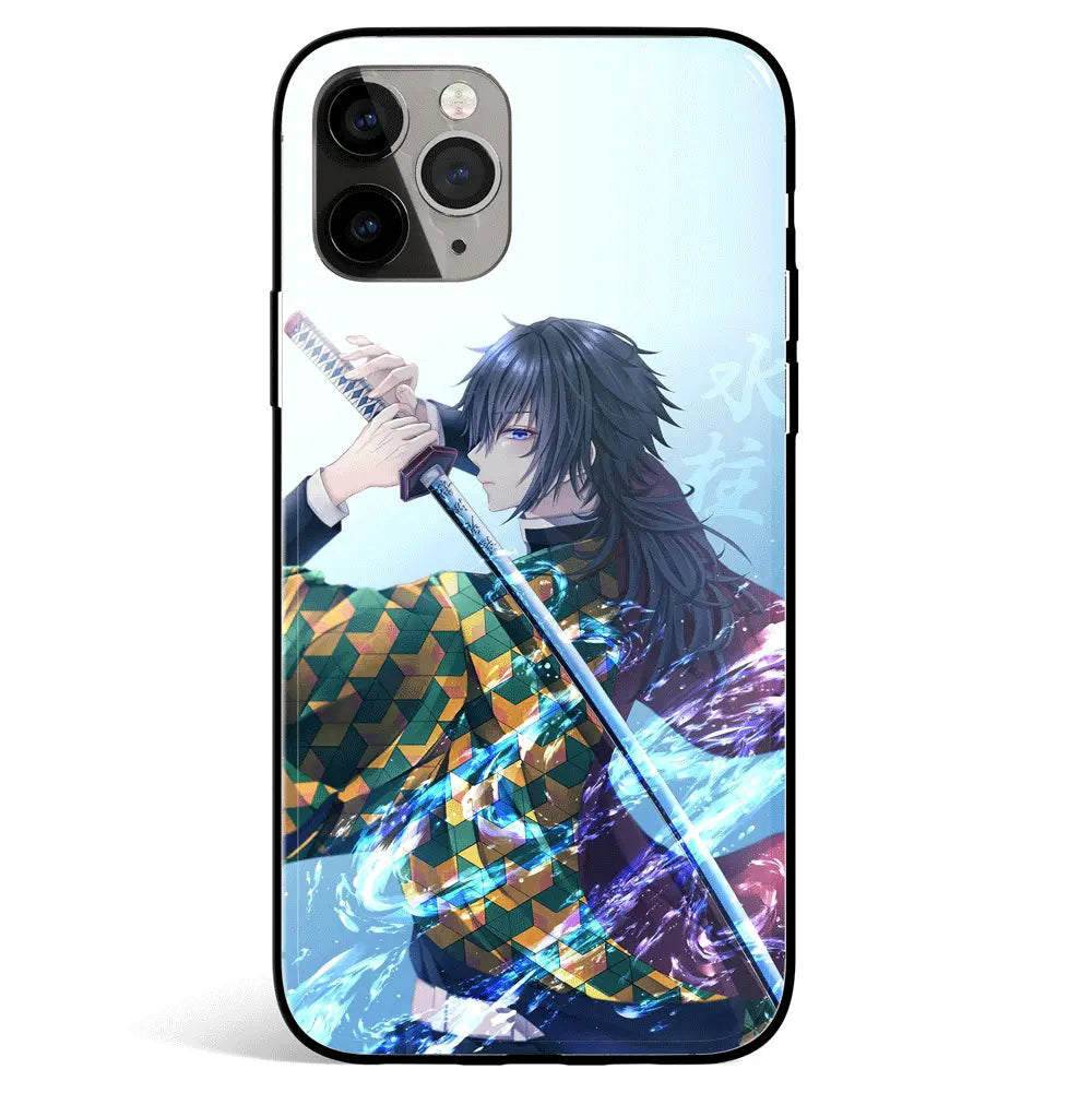 Demon Slayer Giyu Tomioka 3 Tempered Glass Soft Silicone iPhone Case-Phone Case-Monkey Ninja-iPhone 17-Glass Case-Monkey Ninja