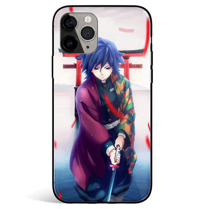 Demon Slayer Giyu Tomioka Master Swordsman Tempered Glass Soft Silicone iPhone Case-Phone Case-Monkey Ninja-iPhone 17-Glass Case-Monkey Ninja