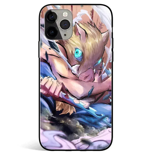 Demon Slayer Inosuke Beast Breathing Tempered Glass Soft Silicone iPhone Case-Phone Case-Monkey Ninja-iPhone 17-Glass Case-Monkey Ninja