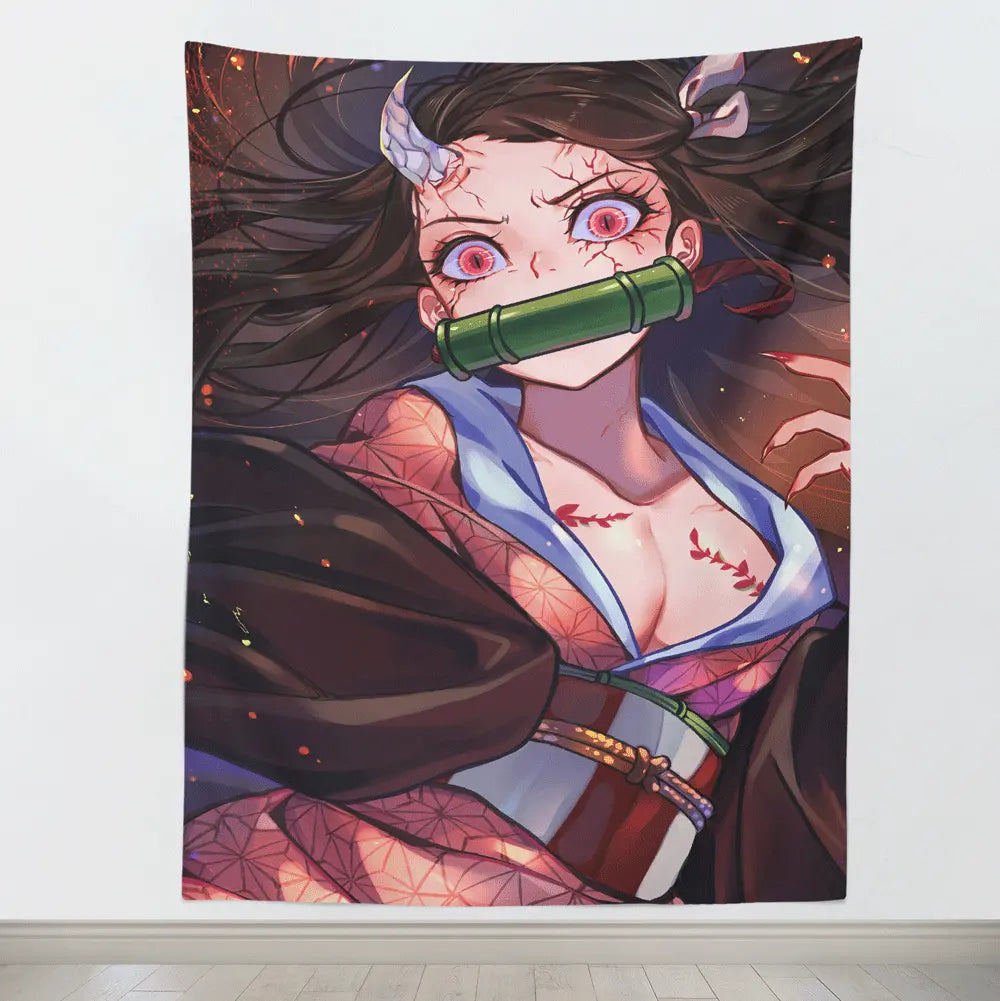 Demon Slayer Nezuko Demon Form Tapestry-Taspetry-Monkey Ninja-100cm * 150cm-Monkey Ninja