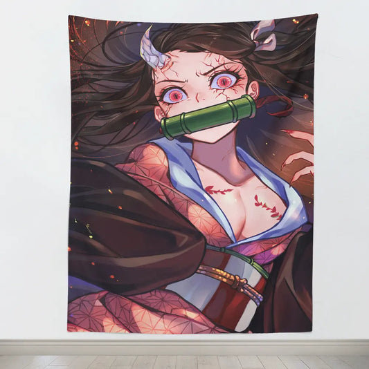 Demon Slayer Nezuko Demon Form Tapestry-Taspetry-Monkey Ninja-100cm * 150cm-Monkey Ninja