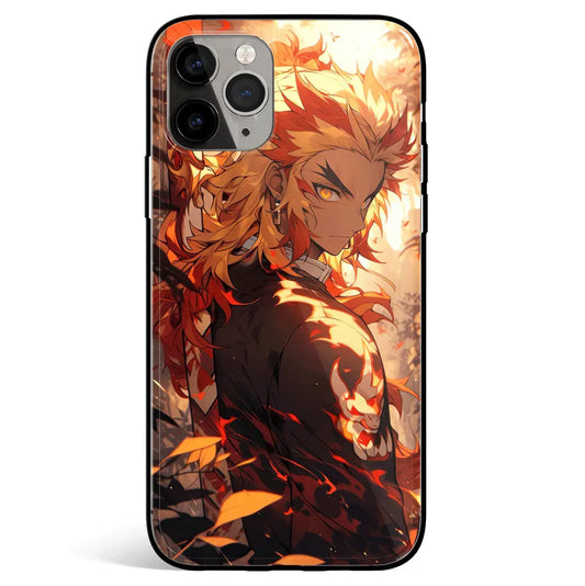 Demon Slayer Rengoku Sketch Tempered Glass Soft Silicone iPhone Case-Phone Case-Monkey Ninja-iPhone 17-Glass Case-Monkey Ninja