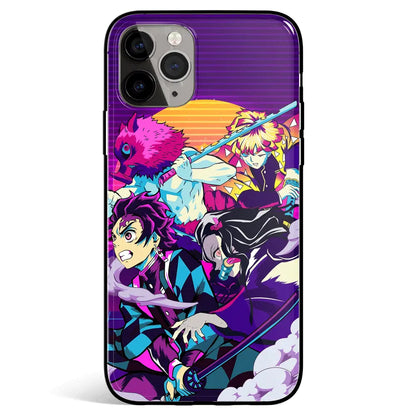 Demon Slayer Tanjiro Inosuke Zenitsu Tempered Glass Soft Silicone iPhone Case-Phone Case-Monkey Ninja-iPhone 17-Glass Case-Monkey Ninja