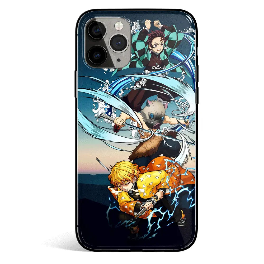 Demon Slayer Team 2 Tempered Glass Soft Silicone iPhone Case-Phone Case-Monkey Ninja-iPhone 17-Glass Case-Monkey Ninja