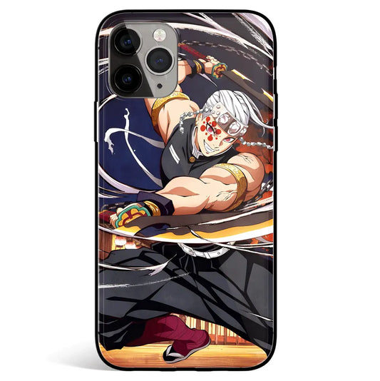 Demon Slayer Tengen Regular Nichirin Attacks Tempered Glass Soft Silicone iPhone Case-Phone Case-Monkey Ninja-iPhone 17-Glass Case-Monkey Ninja