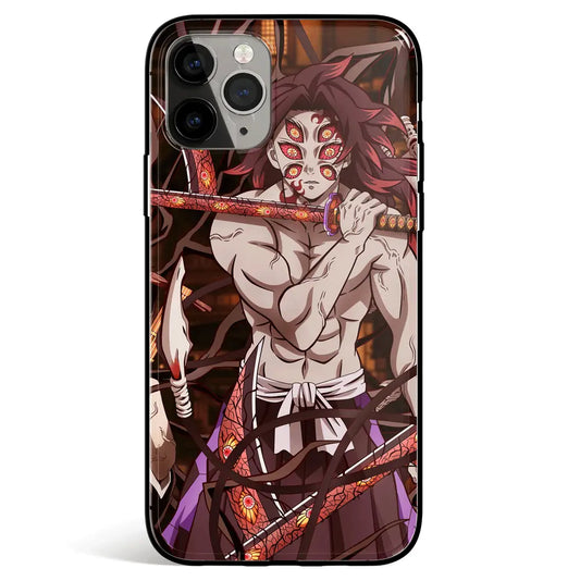Demon Slayer Upper Rank 1 Kokushibo Tempered Glass Soft Silicone iPhone Case-Phone Case-Monkey Ninja-iPhone 17-Glass Case-Monkey Ninja