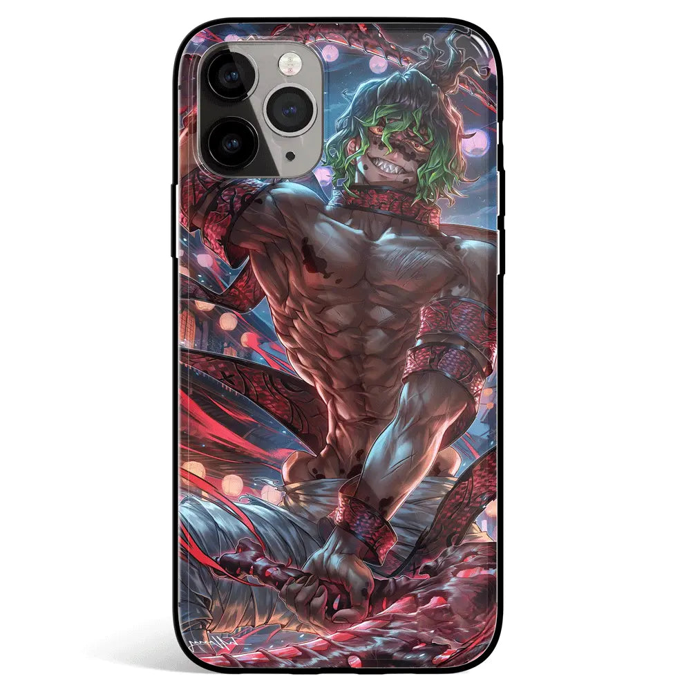 Demon Slayer Upper Rank 6 Gyutaro Tempered Glass Soft Silicone iPhone Case-Phone Case-Monkey Ninja-iPhone 17-Glass Case-Monkey Ninja